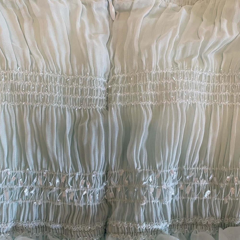 Ruffle Light Blue Shimmer Dress - Picture 4 of 4